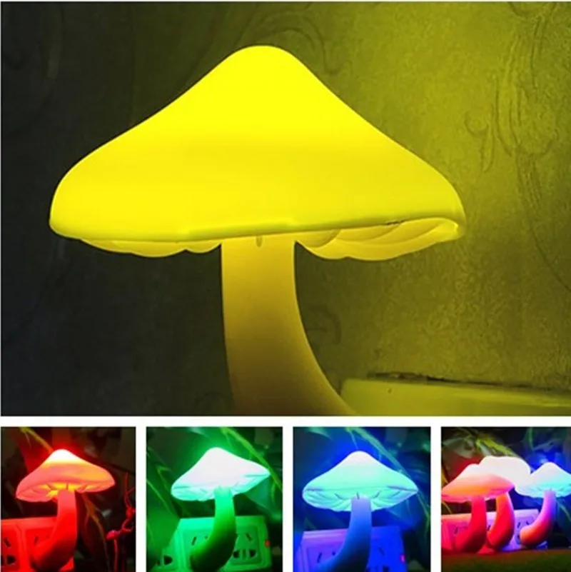 LED Night light Mushroom Wall lamp Socket Type Eu, Us Plug 220V light Sensor Bedroom, Home Decor, lovely Atmosphere lighting