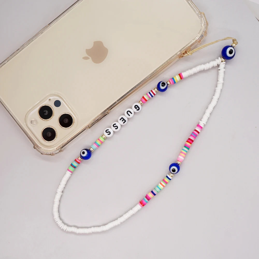 Braccialetto Per Telefono Con Perline Di Fiori E Cristalli – Antismarrimento, Porta Chiavi, Boho Chic