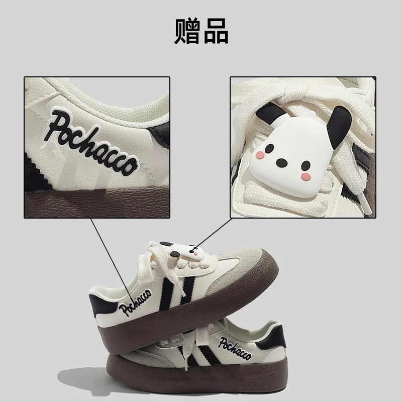 Anime Sanrio Pochacco Women Casual Sneakers Fashion Thick Sole Casual Shoes Student Versatile Running Shoes Breathable Trainers