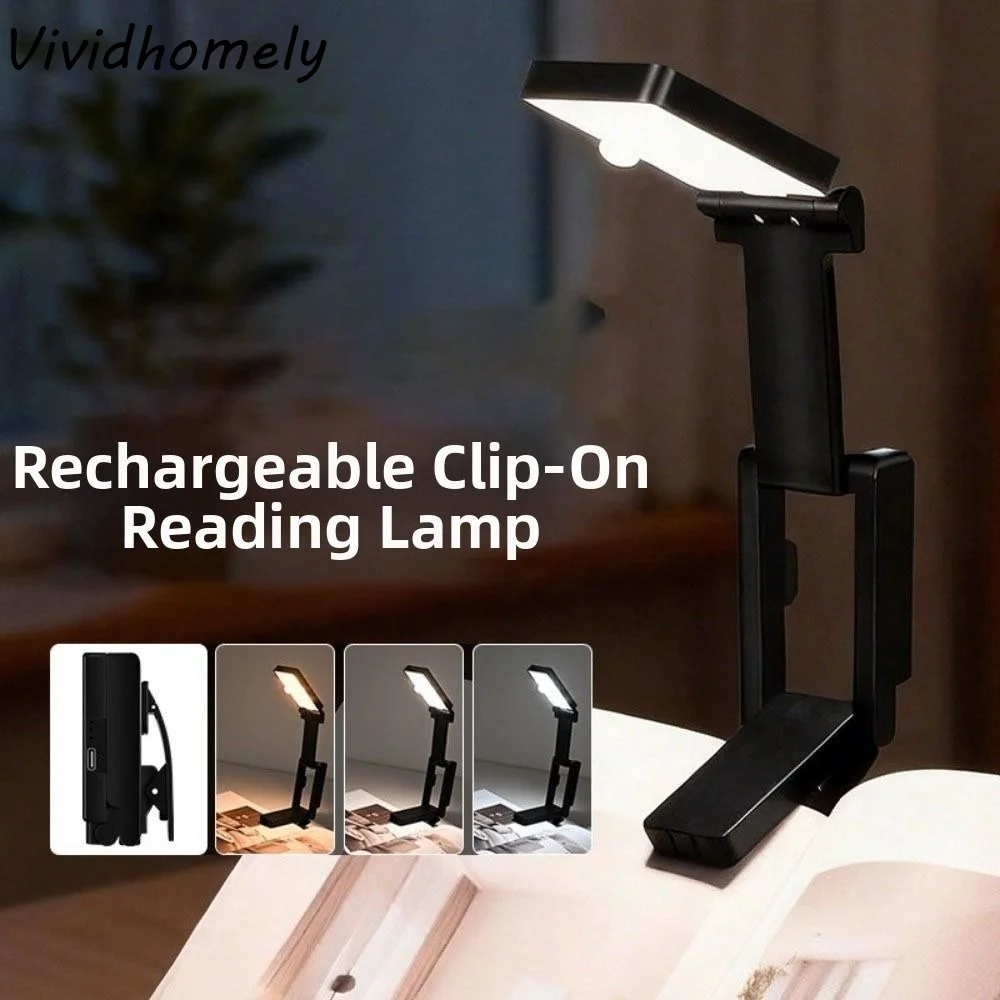 

Складная настольная лампа для защиты глаз с USB-зарядкой, 3 цвета LED, на прищепке, для чтения, энергосберегающая, с регулируемой яркостью, светильник для книг