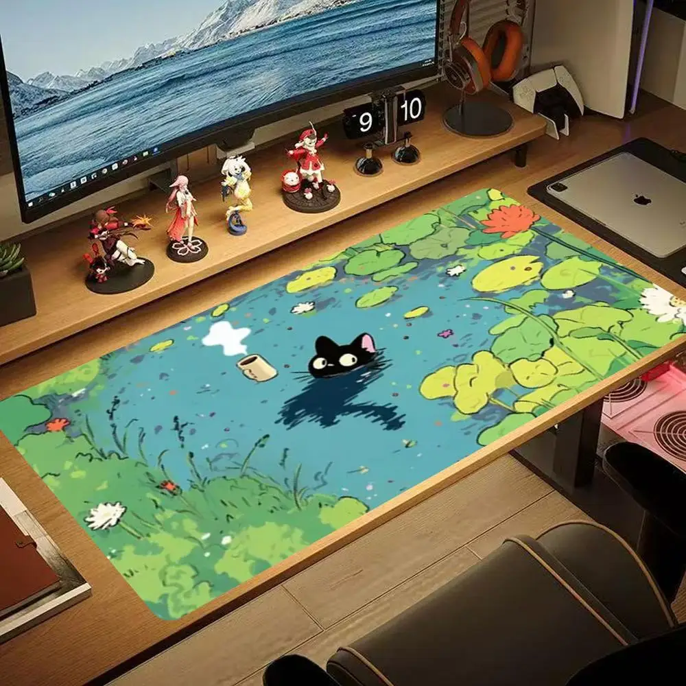 

The Cute Black Cat Mouse Pad 90x40CM non-slip Gaming Mousepad Gamer E-Sports Mouse Mat Game Mechanical Keyboard XXL Desk Mat