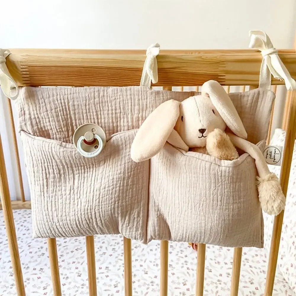 Multifunction Crib Hanging Bag 2 Pockets Infant Products Bedside Organization Bag Convenient Diaper Storage Cot Bed Organizer