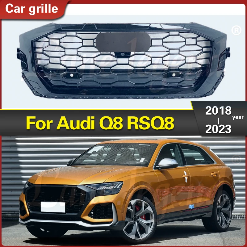 

Передний бампер для Audi Q8 2018-2023, верхняя решетка радиатора для RSQ8, Стильный гоночный гриль, воздухозаборная решетка, высокое качество, решетка радиатора из АБС