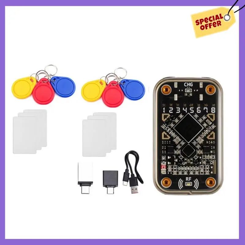 

-A96Z Chameleon Ultra RFID Smart Chip Reader +6XUID Keychain/CUID Card Contactless Smart Card Emulator 125K 13.56M Decode