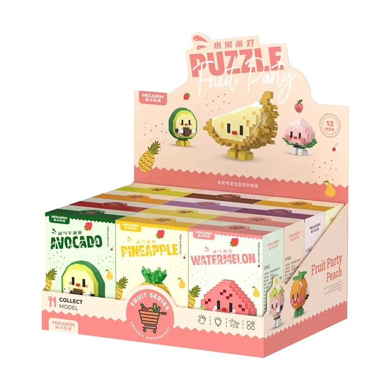 Mikro-Bausteine-Sets, 12-in-1 niedliche Obstserie für Kindergeburtstagsparty-Geschenke, Mini-Bausteine für Erwachsene und Kinder