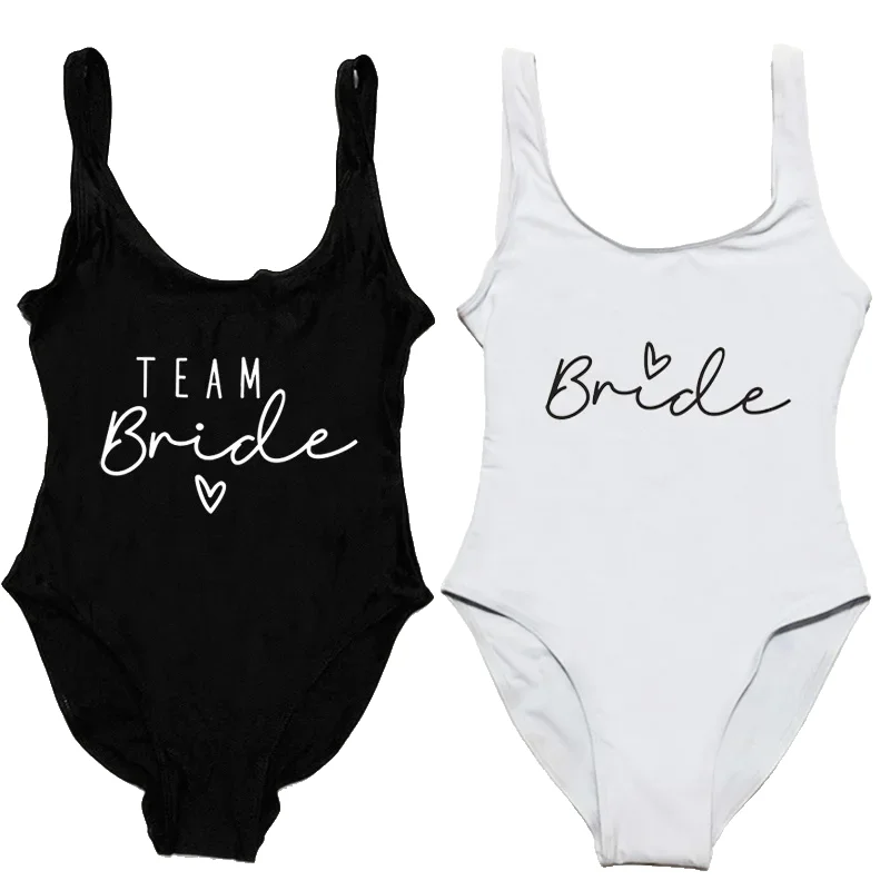 Women\'s Team Bride One Piece Maiô, Sexy Beachwear, Bachelorette Party Swimwear, Verão Fato De Banho, S-3XL