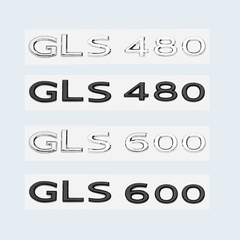 New Chrome Black Letters GLS480 GLS600 V12 Emblem for  GLS Class Car Fender Trunk Rear X167 Logo Sticker