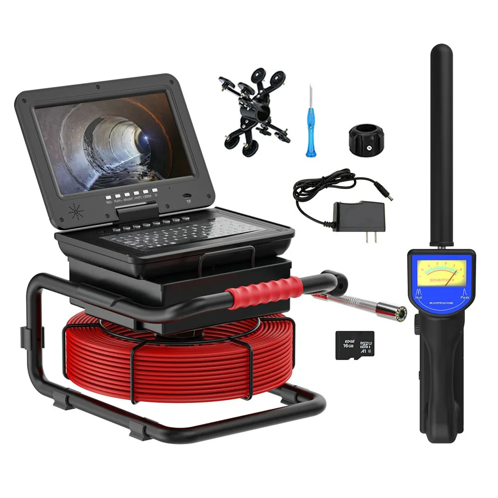 

Sewer Pipe Inspection Camera 10 Inch IPS 1080P Screen And 512HZ Locator Video Audio Recording 5X Image Enlarge Meter Counter