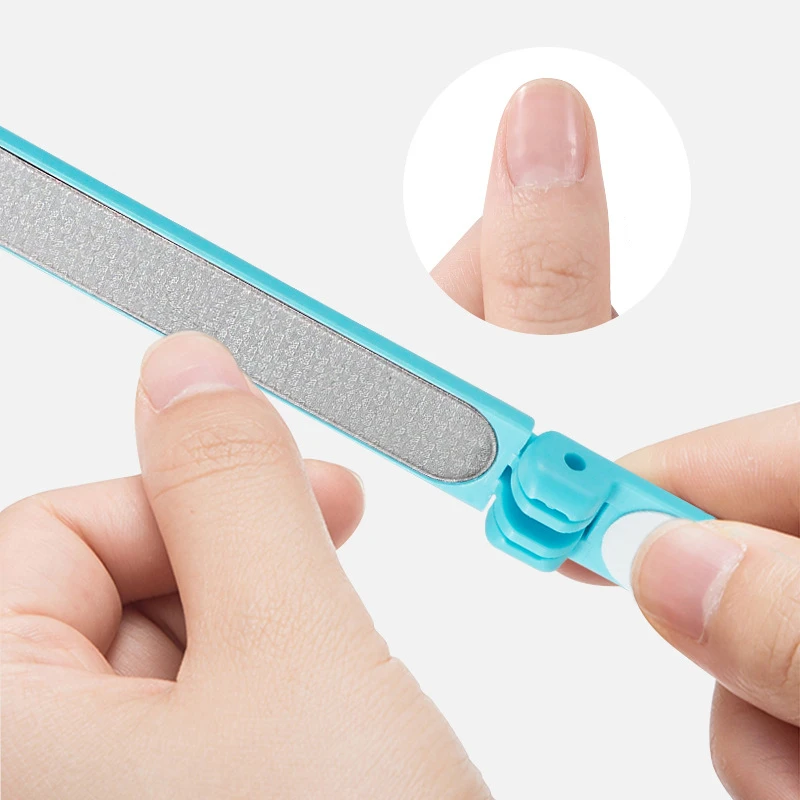 Składany Dwustronny Metalowy Pilnik do Paznokci Szlifujący Grube Manicure Usuwanie Lakieru Żelowego UV Przenośny Dwustronny Mocny Pedicure Narzędzia do Paznokci