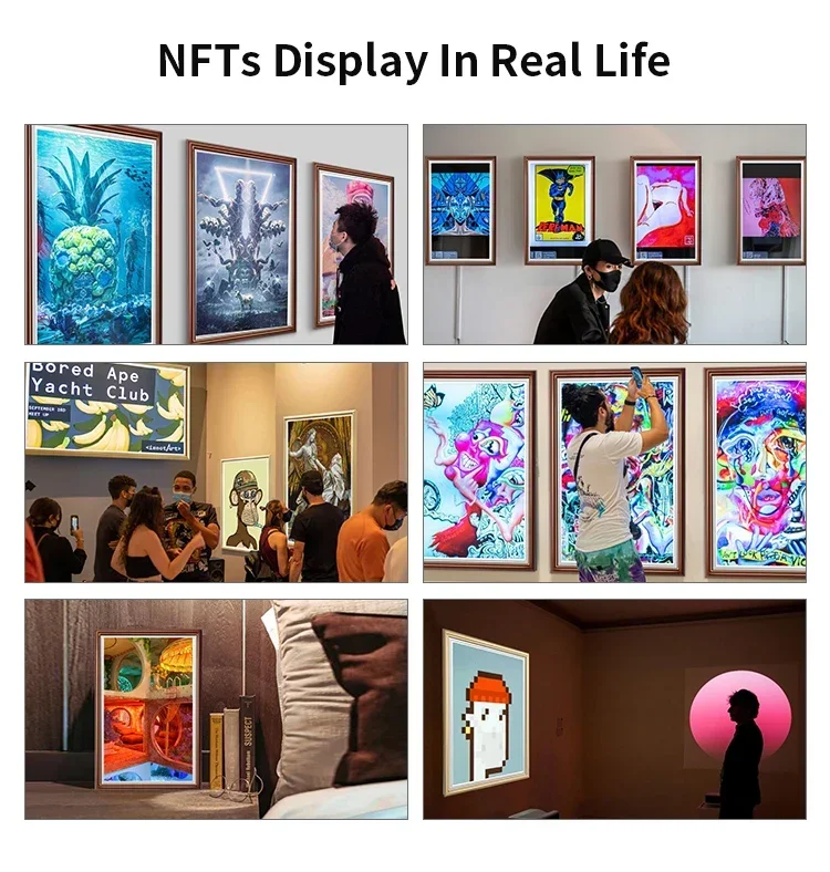 OEM Custom 23,6" Nft Round Screen Android 11.0 Crypto-Art Frame Wifi Video Foto Holz Smart Digital Token Nft Display Frame