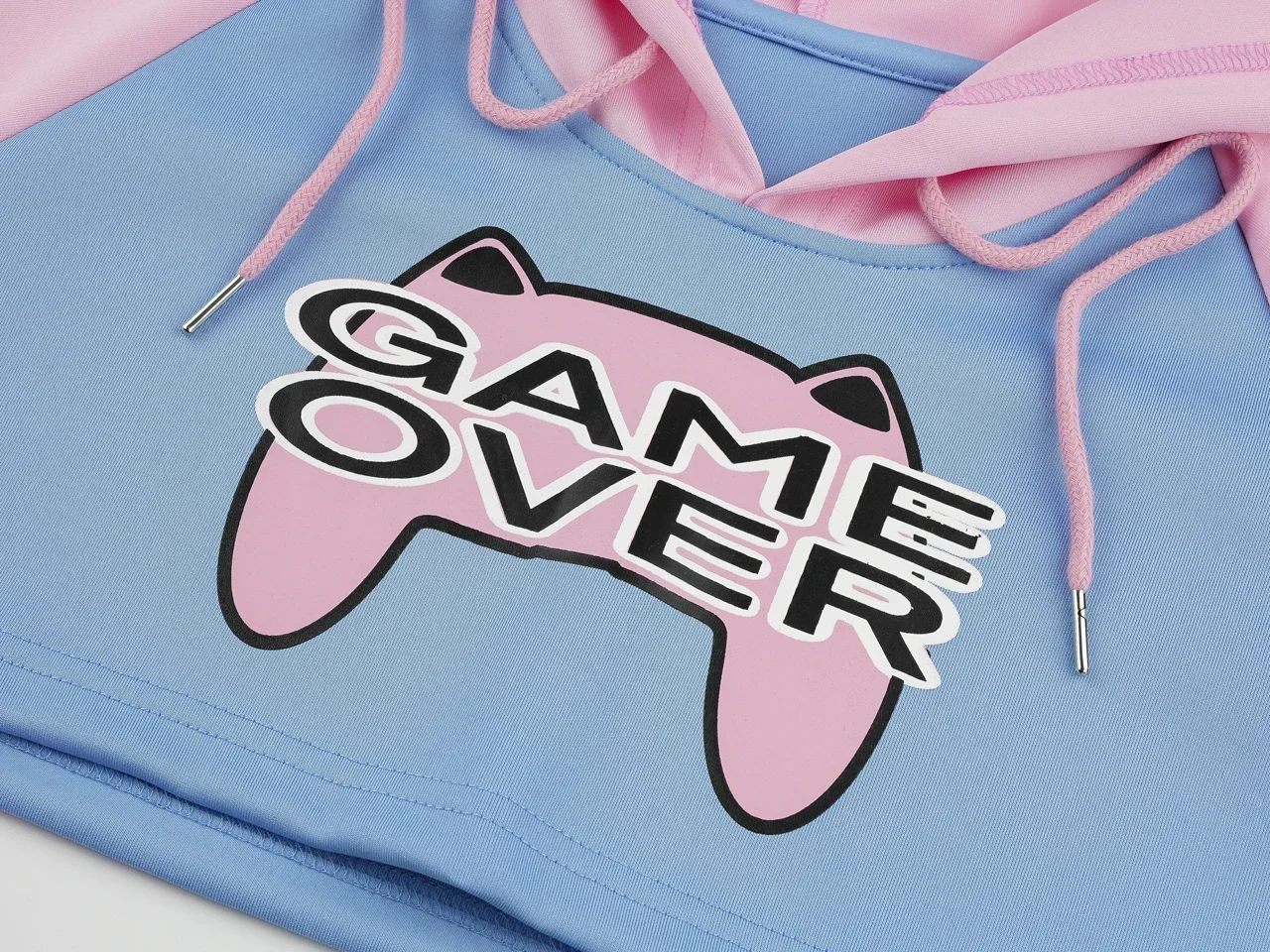 Game Over Anime Girl Pink Blue Short Hoodie Hooded Uniform Cosplay Costume Women Underwear Cute Hoodie Pajamas Outfits view 6
