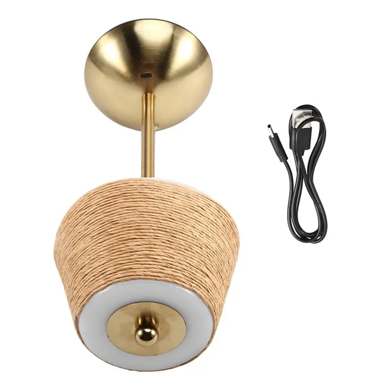 

Настольная лампа ABMS-Living Room Office Boho Rattan LED, перезаряжаемая, с сенсорным управлением, 3 цвета, регулируемая яркость, для чтения, прикроватная лампа