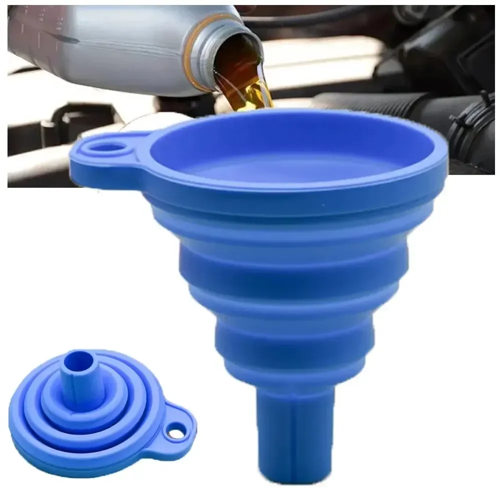 Funil líquido de silicone universal para óleo do motor e gasolina, Fluido da arruela do carro, portátil, dobrável, automático