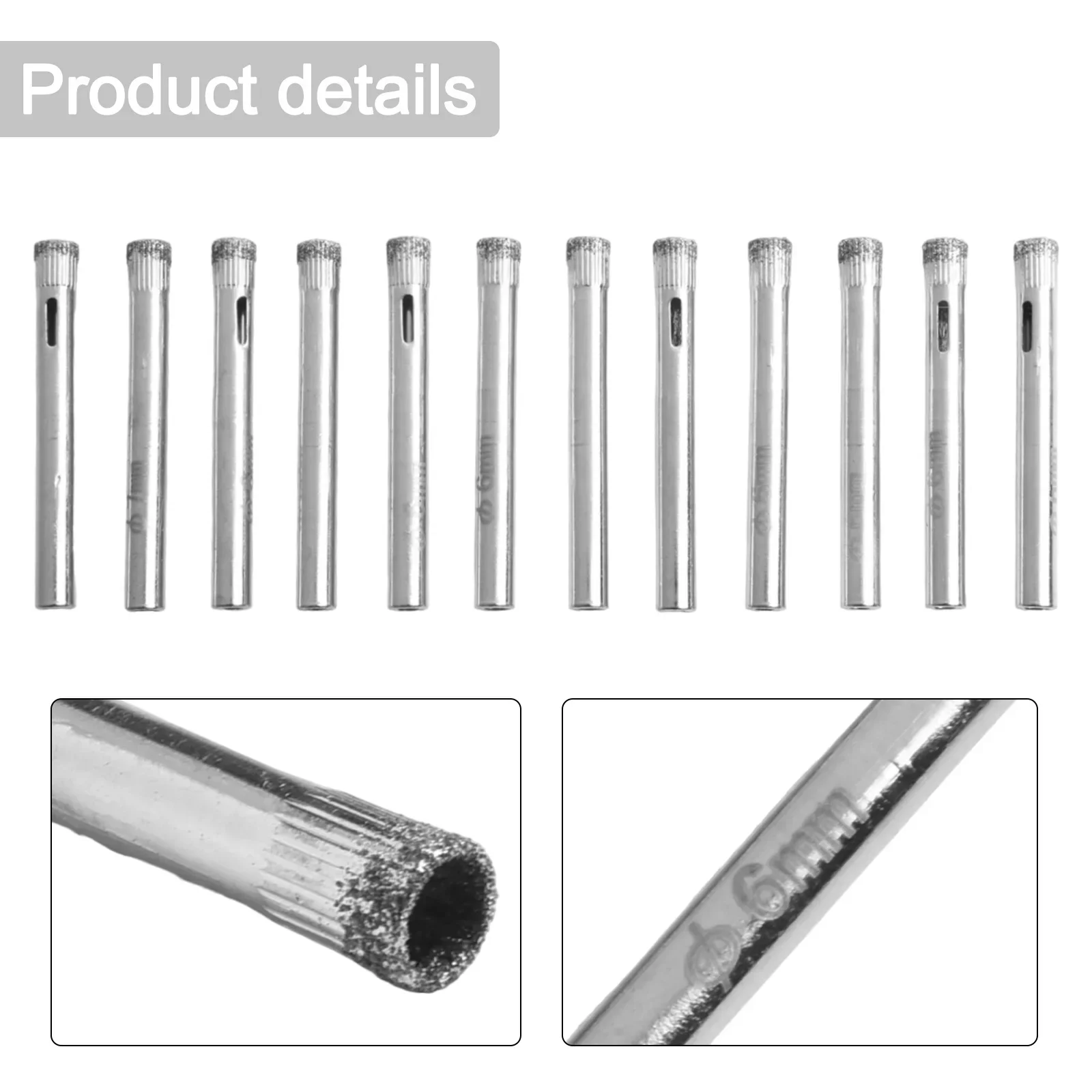 Drill Bits 6mm Diamond Coated Drill Bit Diamond Drill Bit Workshop Equipment Accessories Replacement Saw Tool 12Pcs 6mm Bit