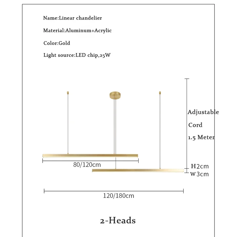 Lampu gantung LED, Modern plafon linier lampu gantung dapur ruang makan lampu gantung perlengkapan kilau