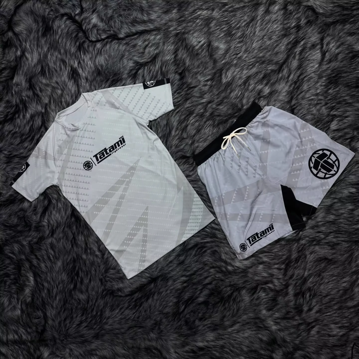 2026 Boxing Jiu Jitsu Set Men's White Print & Fight Shorts Quick-Dry Compression MMA Training Sportswear For Adults/Kids