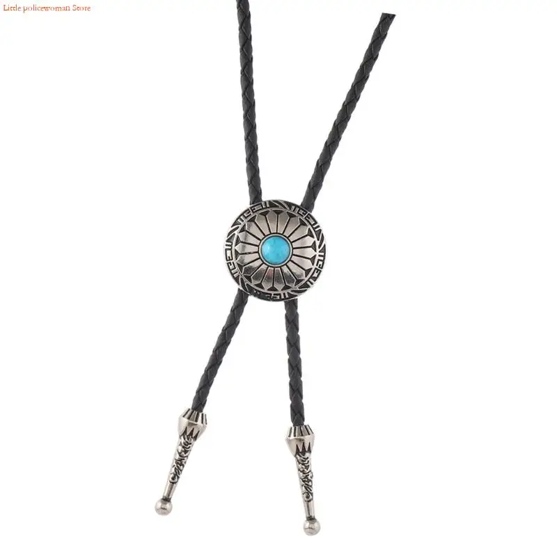 F92D Posting Flower Bolo Tie Collar para hombres Mujeres Correo cuero cuero ajustable Corbalo Corbal