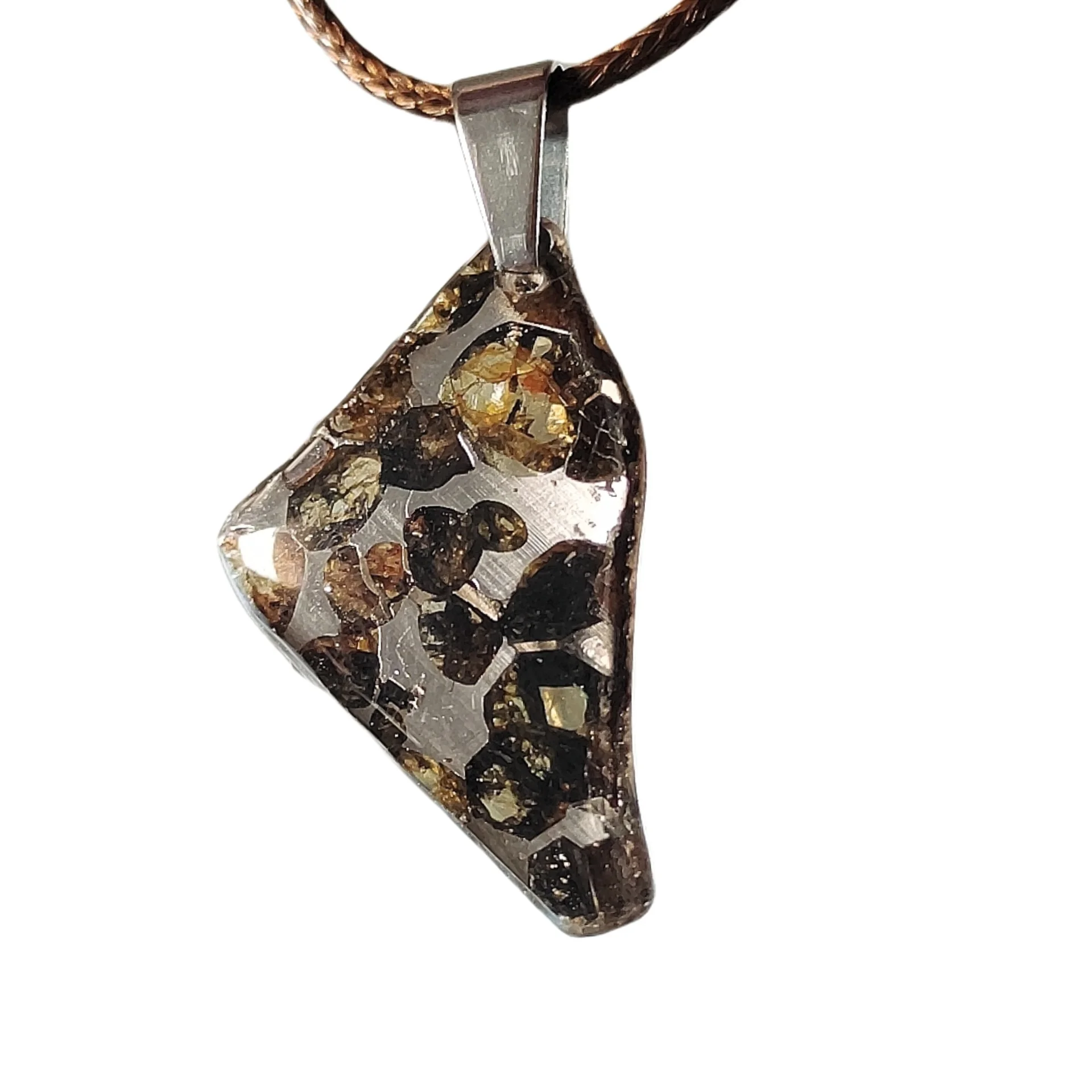 3.1g Seymchan Pallasite Olive Meteorite Premium Pendant Specimen Natural Meteorite Material Handmade pendant Collection- LB095