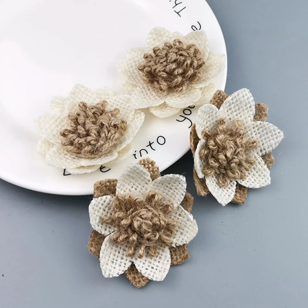 Flores de arpillera DIY, Material Natural, artesanías florales para boda, fiesta de cumpleaños, decoración rústica, accesorios delicados, 6 uds.
