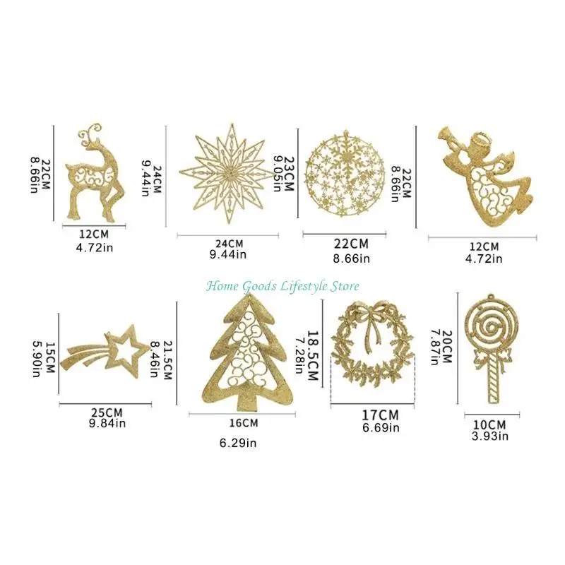 E74E упаковка из 8 блестящих украшений для рождественской елки золото/серебро подвесные безделушки украшения офисные праздники