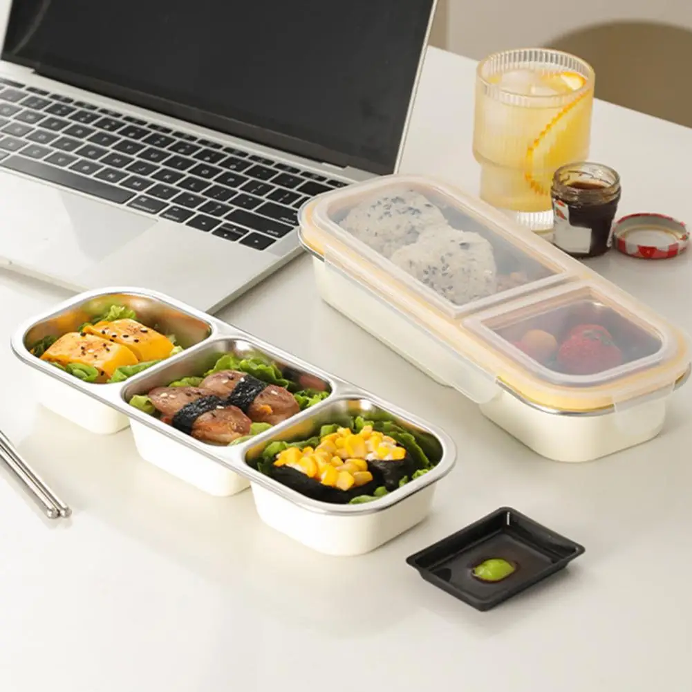 

Capacity Lunch Box Leak-proof Stainless Steel Snack Containers with Divided Compartments for School Home Travel Reusable Food