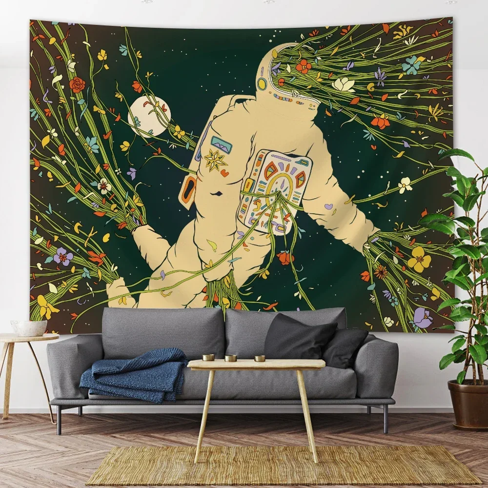 Space Astronaut Tarot Psychedelic Scene Large Home Decor Tapestry Hippie Boho Mandala Room Wall Decor Beach Towel