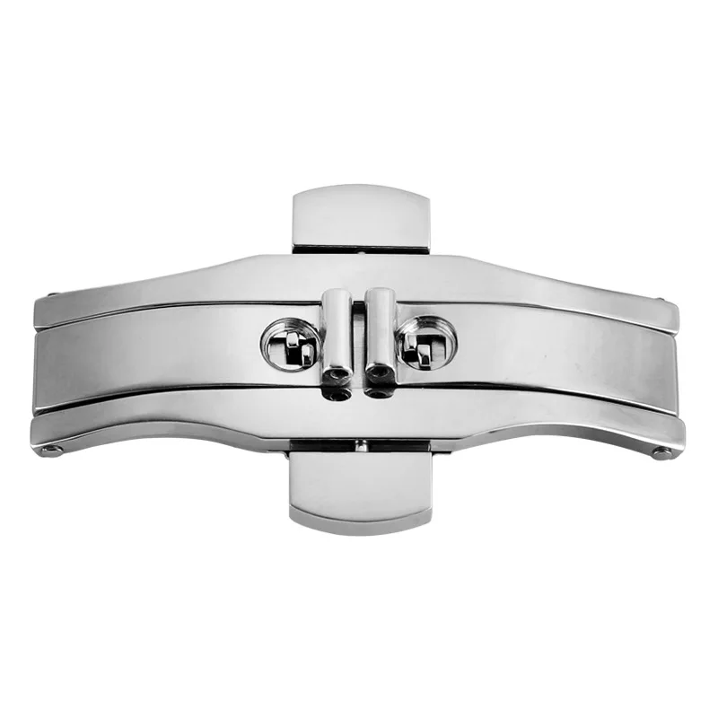 Aço inoxidável automático borboleta relógio fivela, polido banda, prata orient botão para Longines, duplo empurrar acessórios, 5mm, 6mm