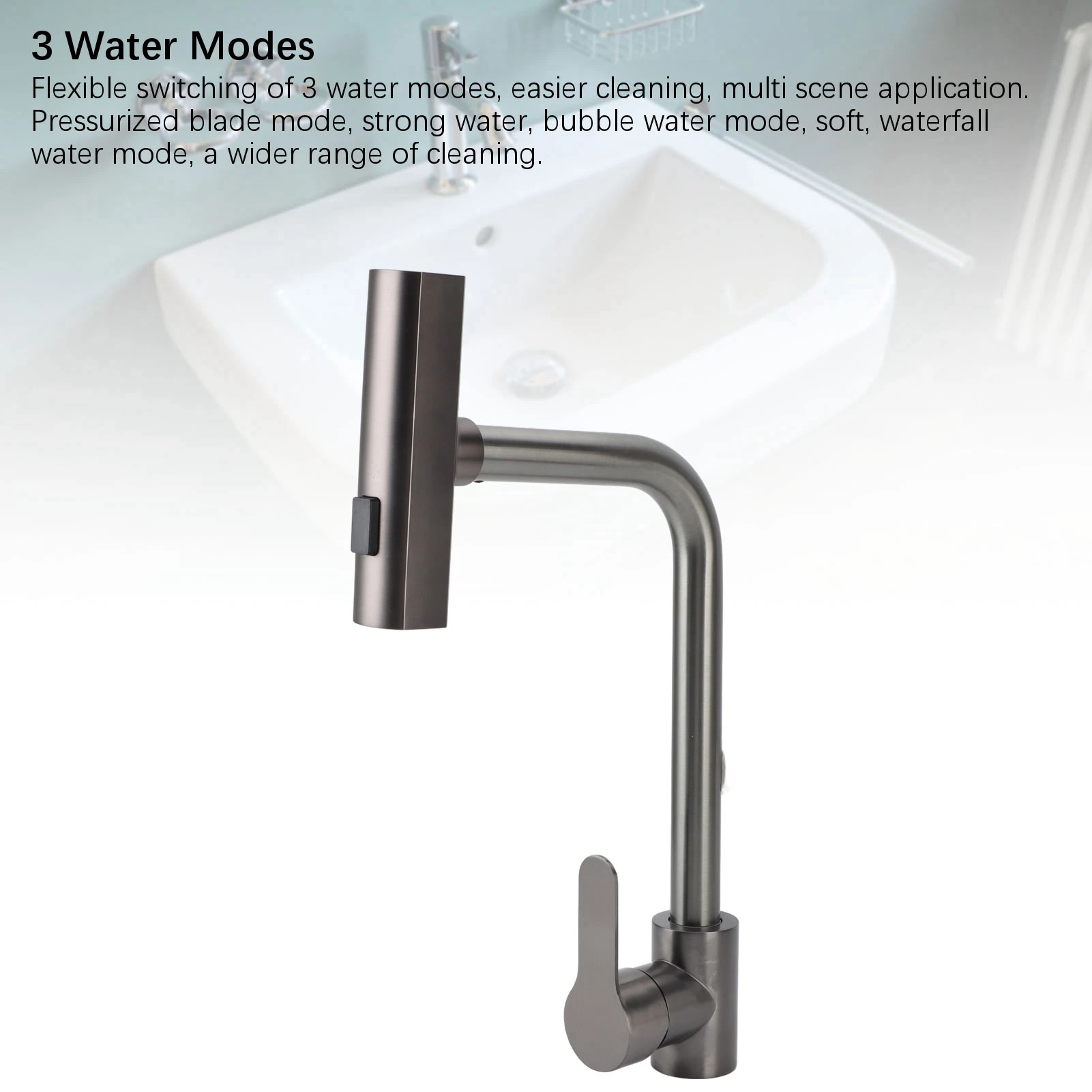 Kitchen Sink Faucet Sink Faucet Rotatable 3 Function Sprayer Single Handle Hot Cold Water Kitchen Faucet for Home