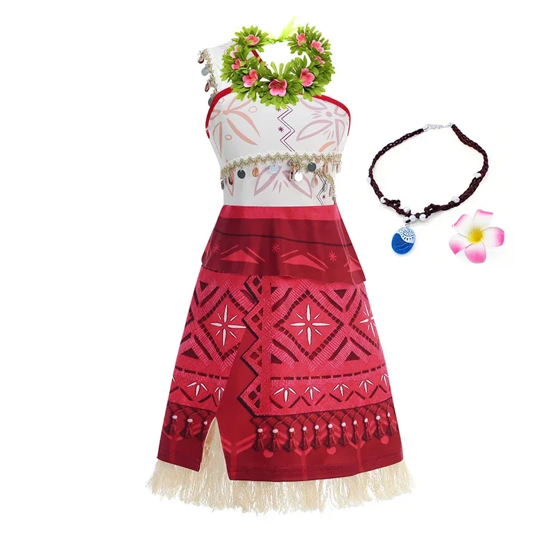 2 4 6 8 سنوات مجموعة ملابس فايانا للأطفال لعب الأدوار ديزني موانا تمويه فستان الأميرة ملابس المسابقة فستان الشاطئ هاواي