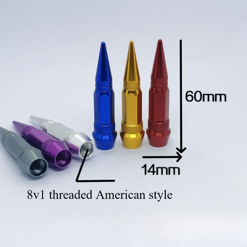 60mm Long American Style Aluminum Alloy Valve Stem (4 Pcs) Universal for Cars Motorcycles Bicycles Special for Modified Vehicles