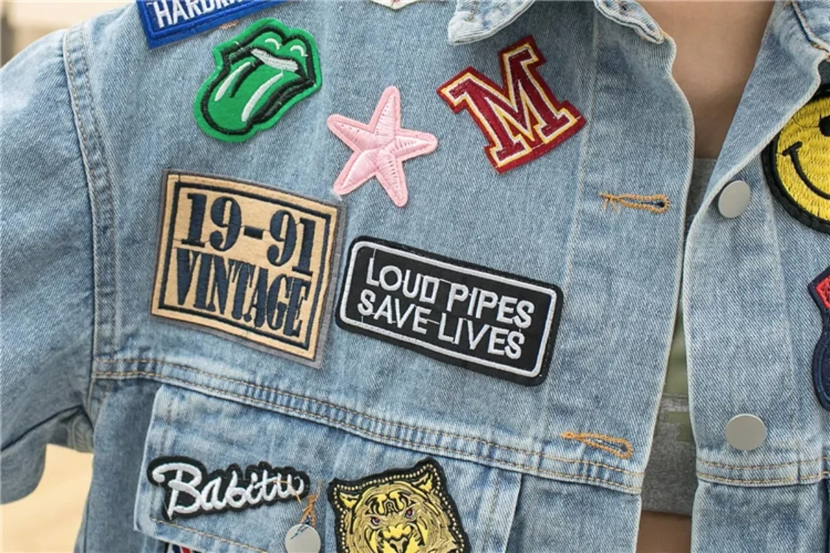 Fashion Embroidery Patches Denim Jacket Coat Women Harajuku Streetwear Hip Hop Trend Loose Jean Jackets Outerwear