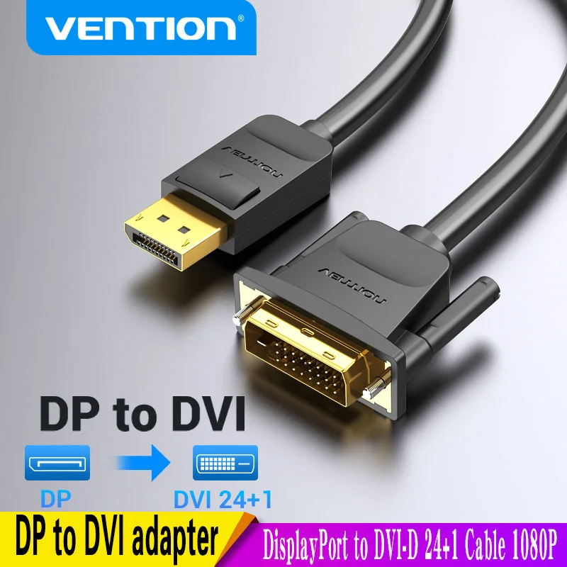 Vention DisplayPort to DVI Cable DP to DVI-D 24+1 Cable 1080P DP Male to DVI Male to Cable for Projector Monitor DP to DVI Cable