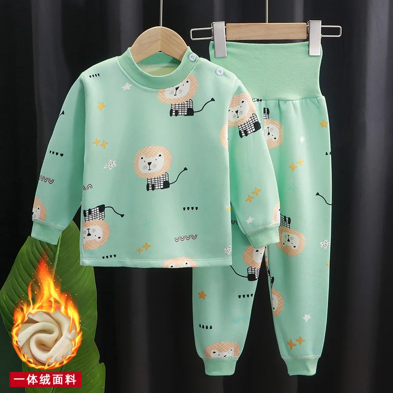 Neue Kinder Jungen Mädchen Dicke Pyjama Sets Cartoon Langarm Nette T-Shirt Tops mit Hosen Kleinkind Baby Herbst Schlafsack Kleidung