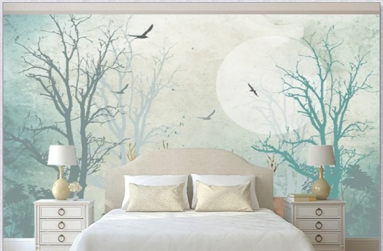 

3D Mural Wallpaper Scandinavian European Style Elk Deer Forest Forest Background Wall Mural