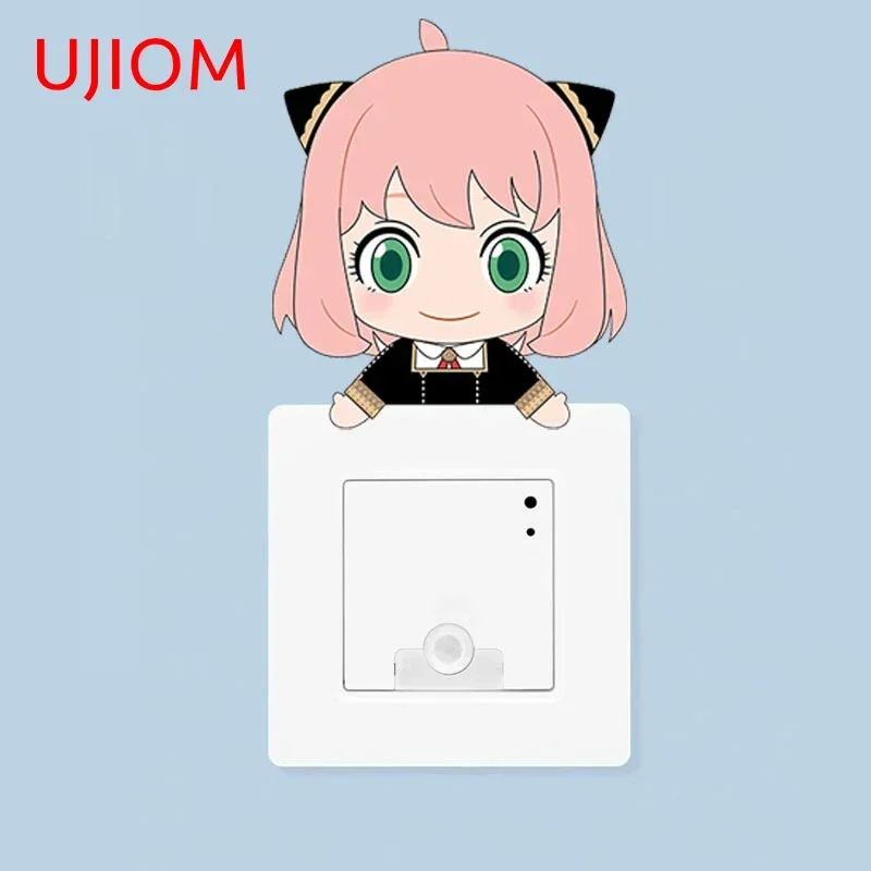 UJIOM 13cm X 12.9cm Anime Anya Forger Kawayi Peeker Wall Sticker Scratch-Proof Switch Decal Creativ Refrigerator Decorate