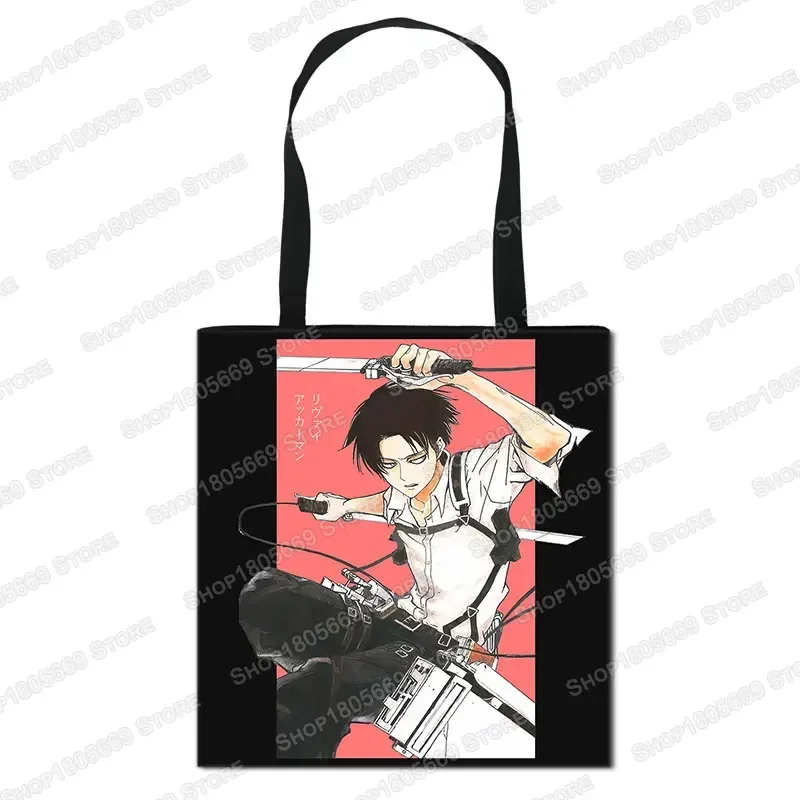 Anime Attack on Titan Shopping Bag Women Shoulder Bag For Travel Levi Mikasa Eren Girls Handbag Storage Totes Bags