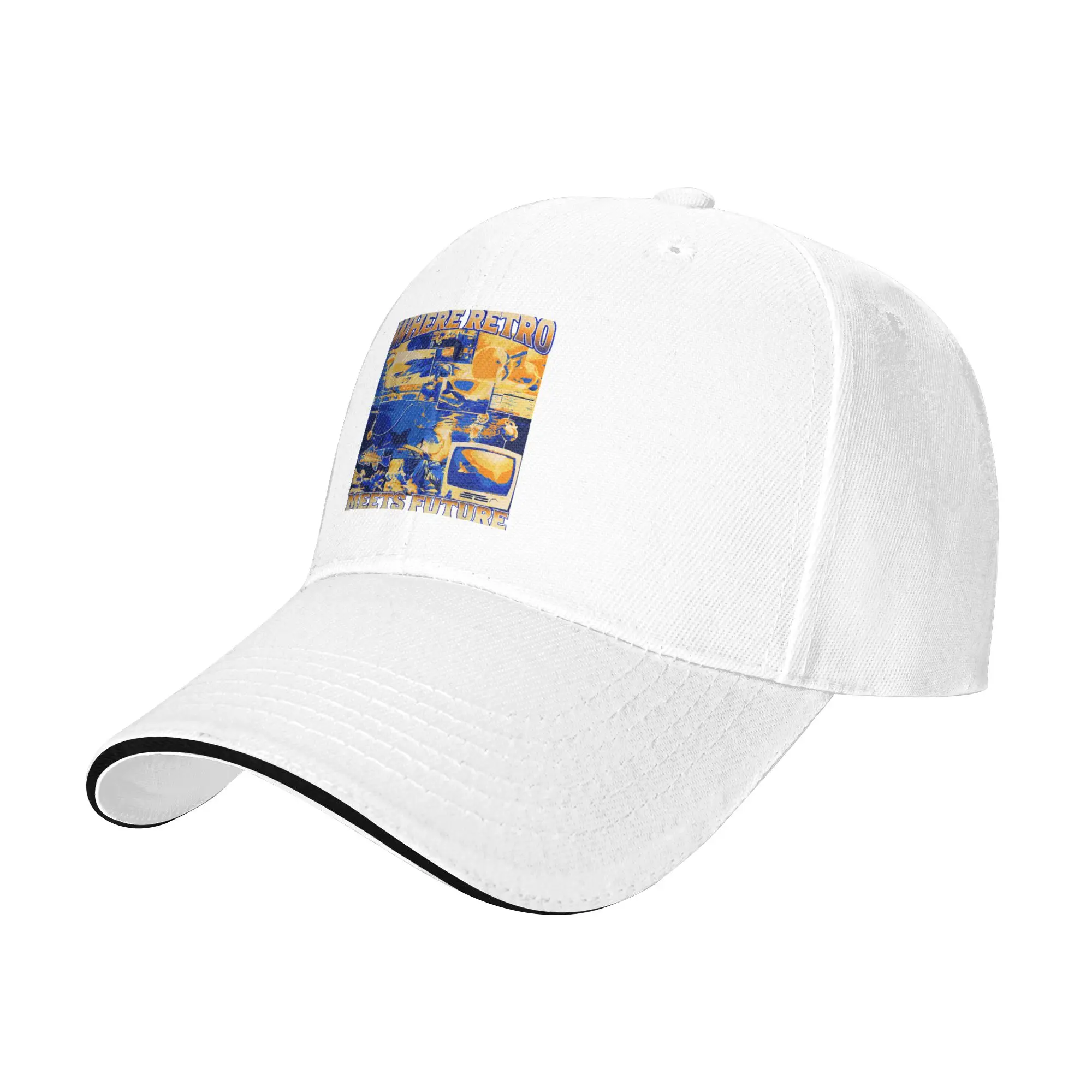 Frutiger Aero Retro Vibes Baseball Cap Fashion Y2K 90's Vibes Sandwich Cap Unisex Style Adjustable Sun Hat Travel Gift