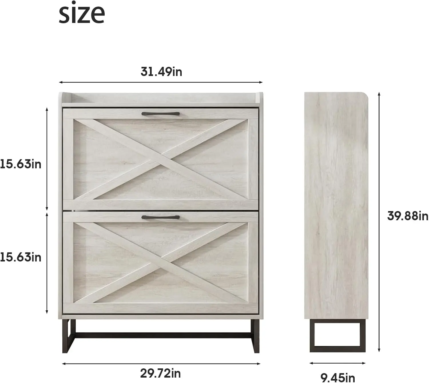 Shoe Storage Cabinet with 2 Flip Drawers, Freestanding Organizer with Metal Legs for Entryway, Narrow Shoe Rack Cabinet