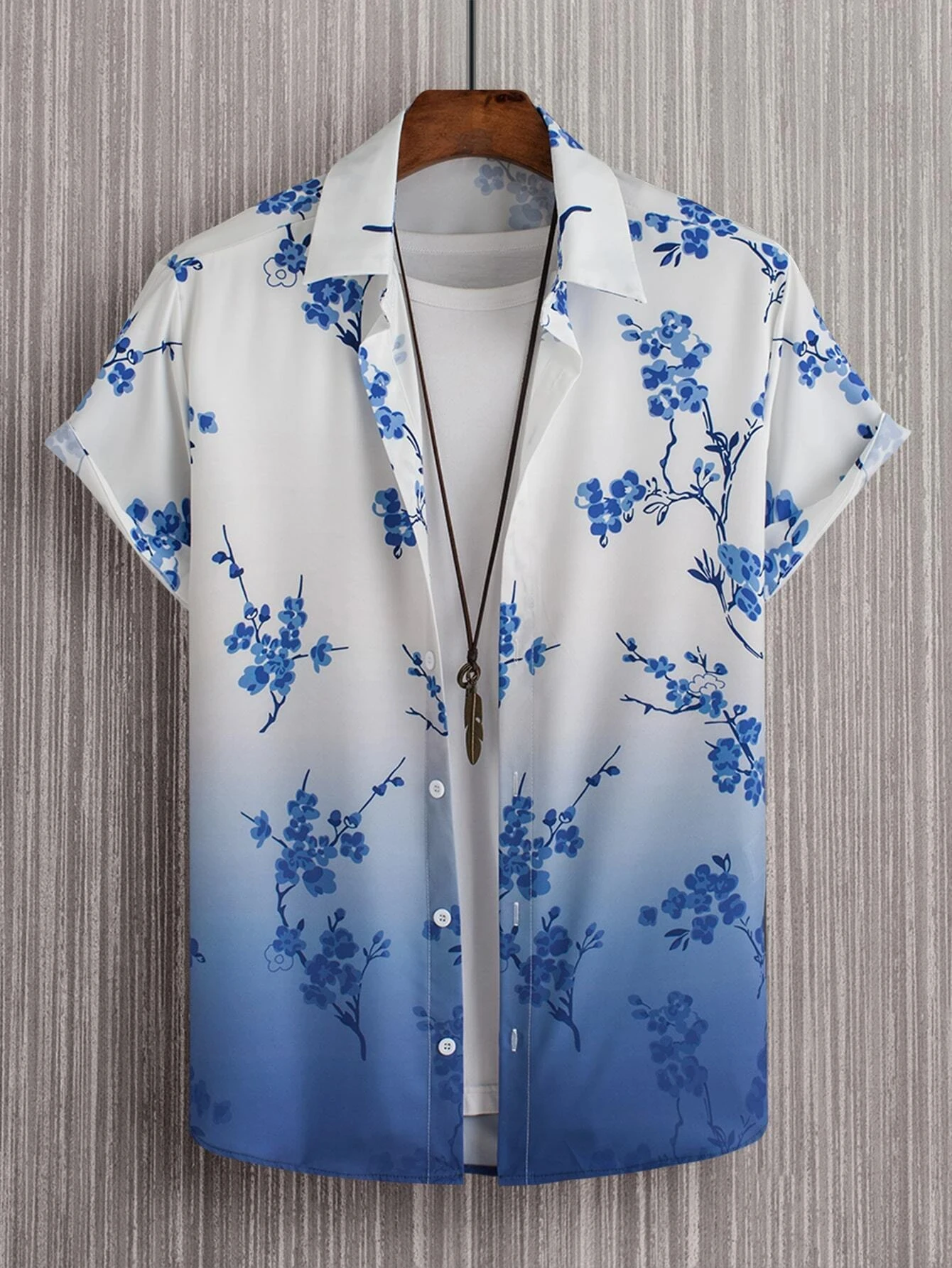 

Loose Floral Print Pattern Casual Short Sleeve Shirt Men's Button Up Top