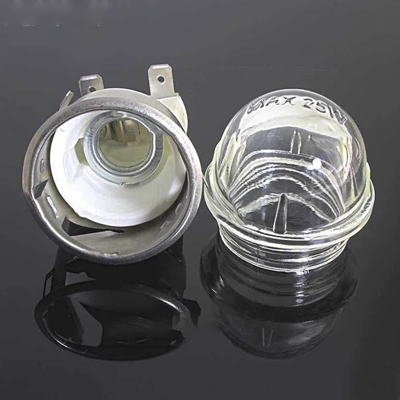 1 Pc Microwave Lamp Oven Light Bulb w/ Base 25W Voltage 110V / 250V Flat Head Tempered Glass Heat Temp Resistant 500℃