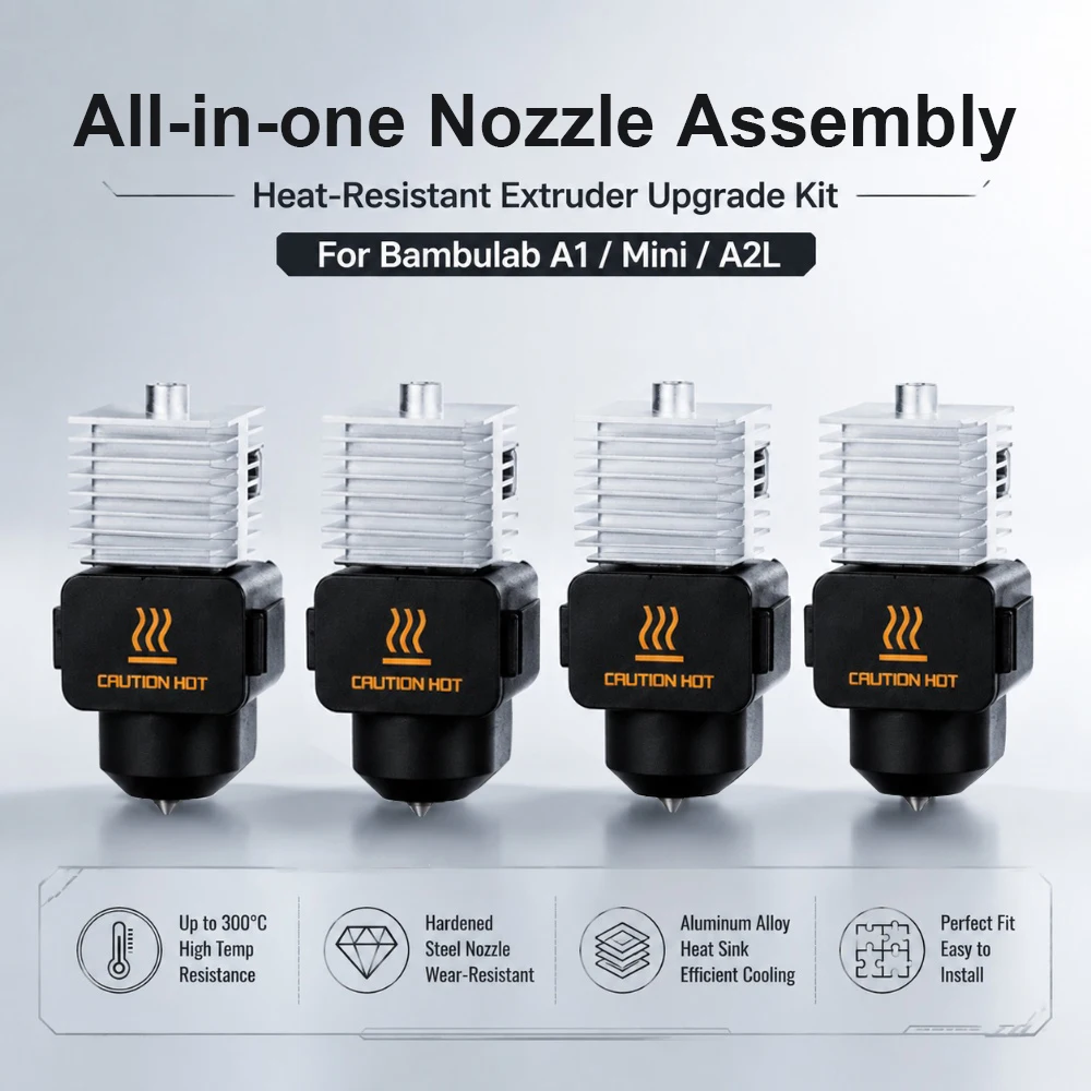 

Hotend Kit For Bambu lab A1 A2L One-Pieace Hardened Steel Nozzle All in One Hotend 0.2/0.4/0.6/0.8mm For BAMBU A2L 3D Printer