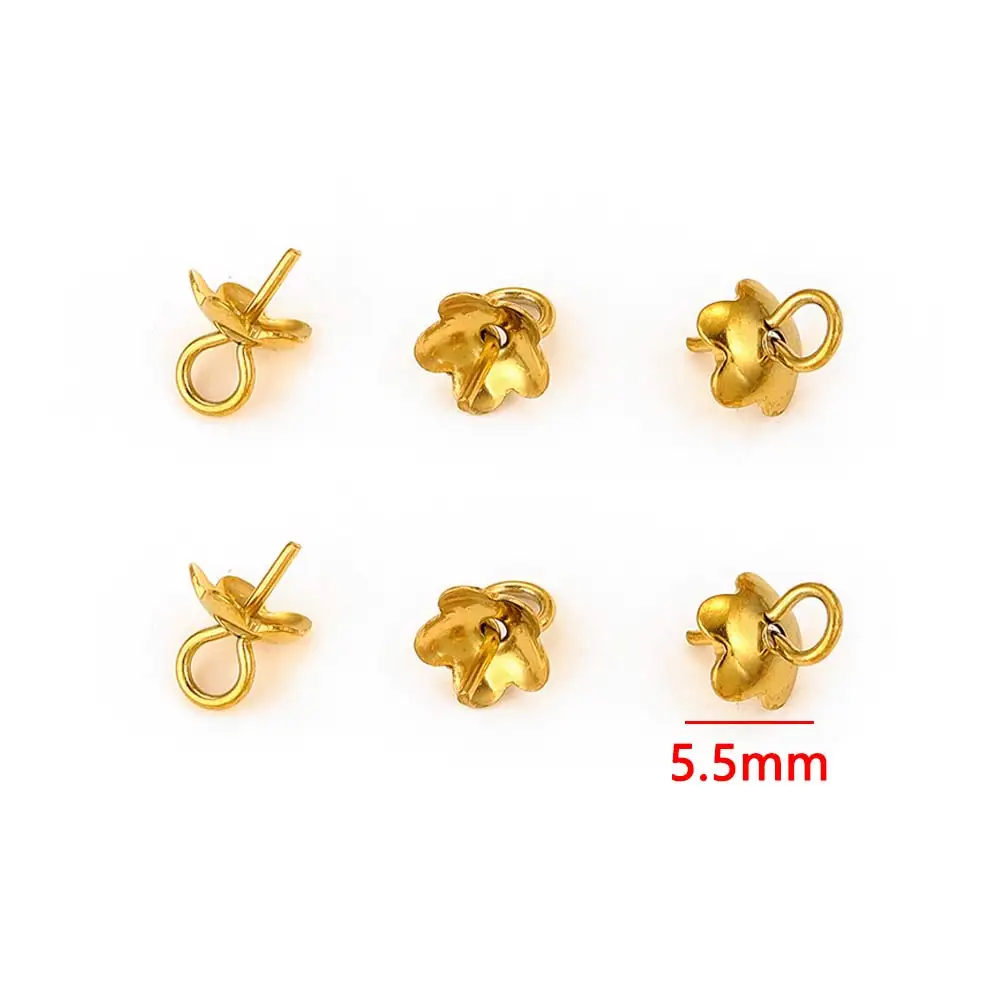 20pcs Stainless Steel Gold-plated Bead Caps Hollow Flower Bracket for DIY Necklace Earrings Jewelry Making Accessories Materials