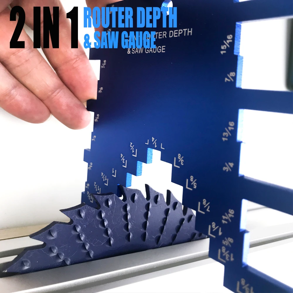 2In1อลูมิเนียม Router ความลึก & Saw GaugeWood เครื่องหมายเครื่องมือปูกระเบื้องลามิเนตกระเบื้องเครื่องมือทั่วไปขั้นตอนความลึกตาราง Saw วัด