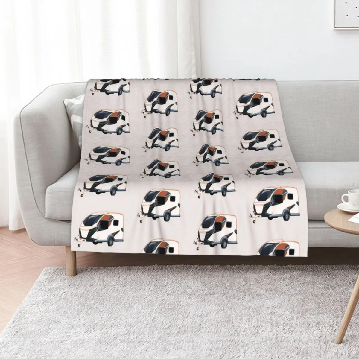 BASE CAMP Caravan with Honeycomb pattern Throw Blanket sofa bed funny gift Bed Extra Large Throw Baby Summer Blankets