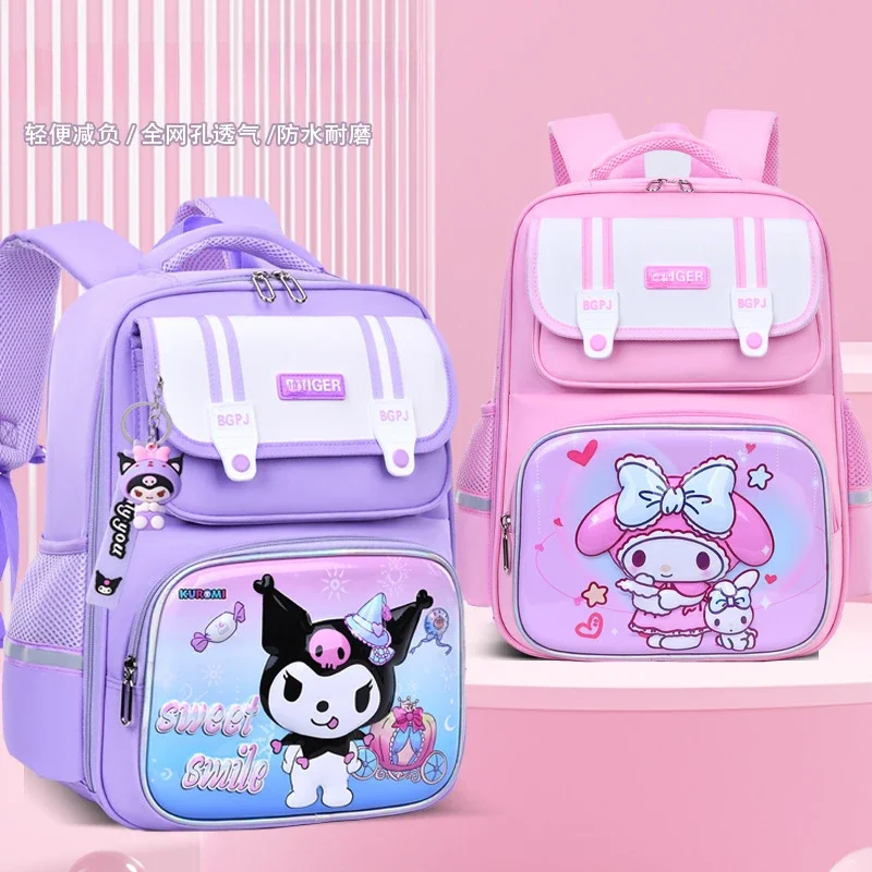 

New Sanrio Anime Kuromi Backpacks for Children Cinnamoroll Large Capacity Girls Cute Lightweight Spine-Protective Backpack