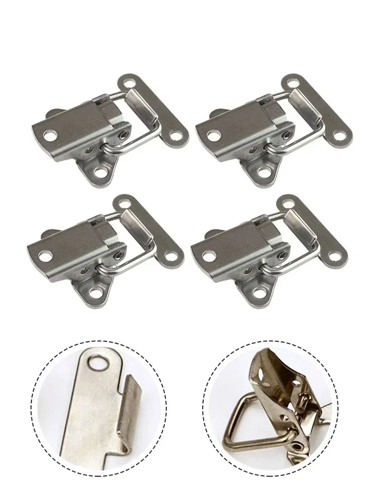 4Pcs Stainless Steel Cabinet Latch Hasp Toolbox Toggle Lock Hasp Toggle Latch  Clamps Boxes Clasp Buckle Trunk Latch Catch