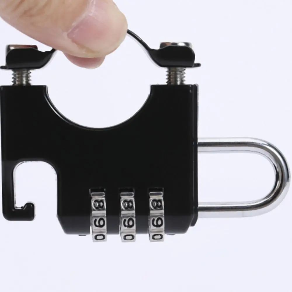Portable 3 Digit Helmet Combination Lock Solid Rust-proof Password Helmet Lock Alloy with Hook Anti Theft Padlock Bicycle