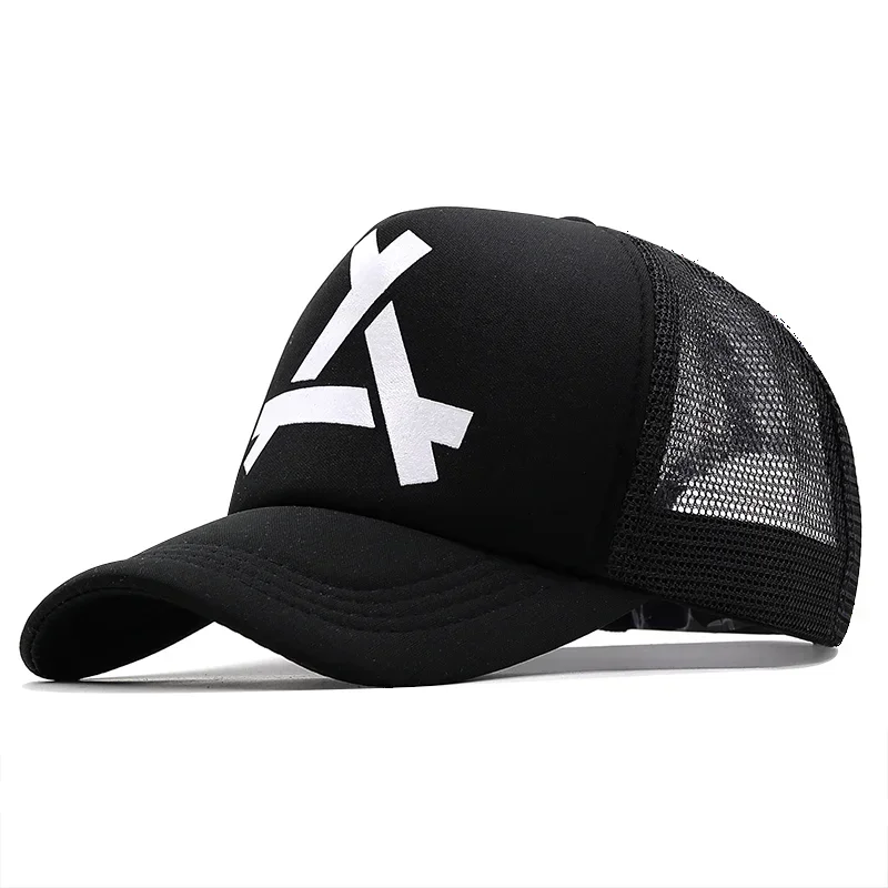 Embossed Triangle Mesh Baseball Caps Women Breathable Mesh Snapback Hats Red Black Casual Sport Hats Cap Unisex Men Fishing