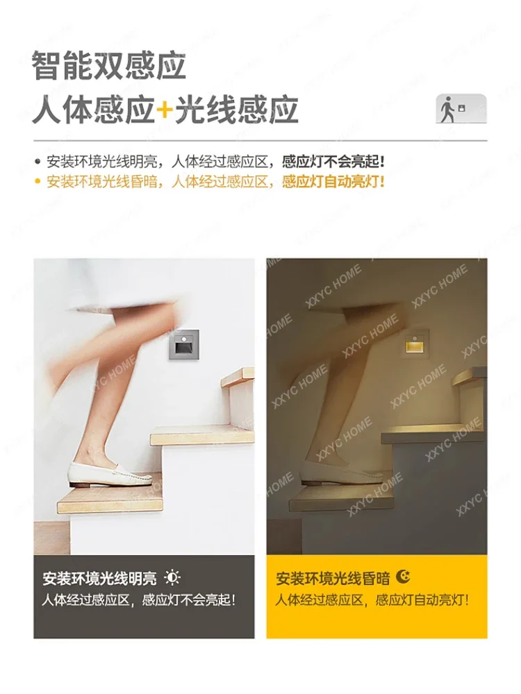 Индуктивная нога 86, индукционный проход человеческого тела, ступенька, ночной напольный светильник, встроенный атмосферный свет