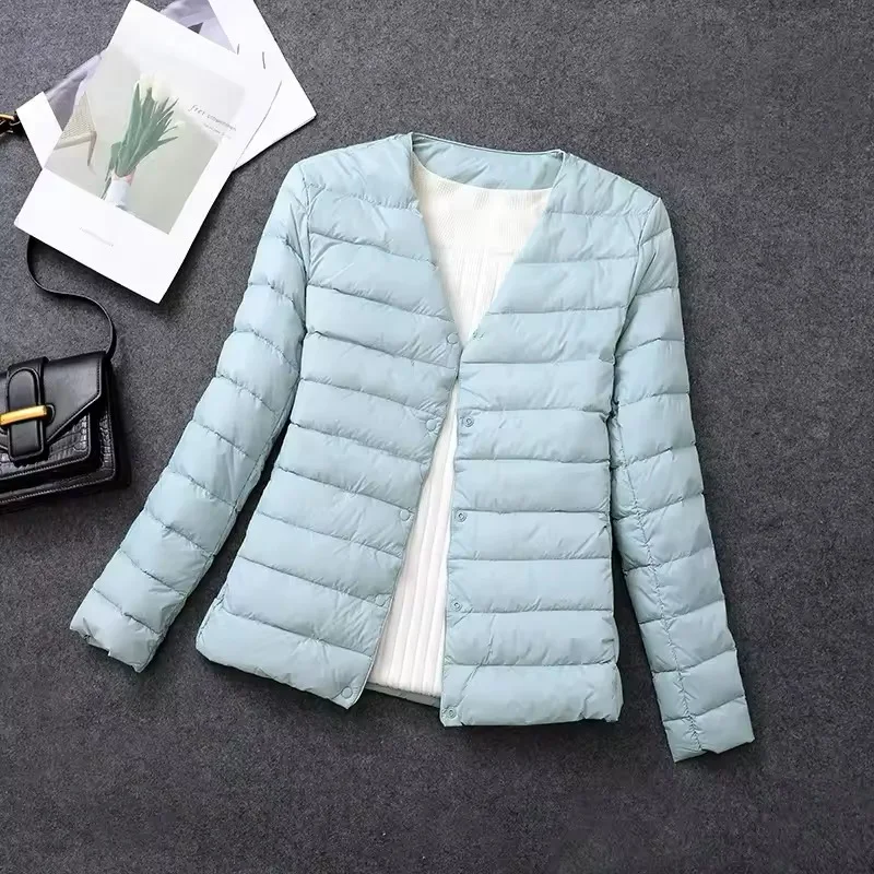 Plus Size weibliche leichte Ente Daunen matt Stoff leichter Mantel warme Frauen Wind jacke Parka Damen Daunen jacken – Detail 12